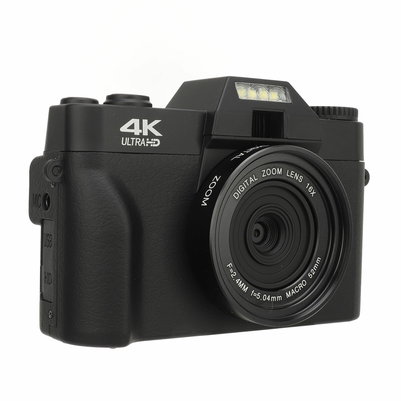 楽天BaibaiyiSHOP4K デジタル カメラ 180° HD フリップ スクリーン付き 48MP Vlogging ビデオカメラ オートフォーカス 16 倍デジタル ズーム 写真用の複数の拡張インターフェイス