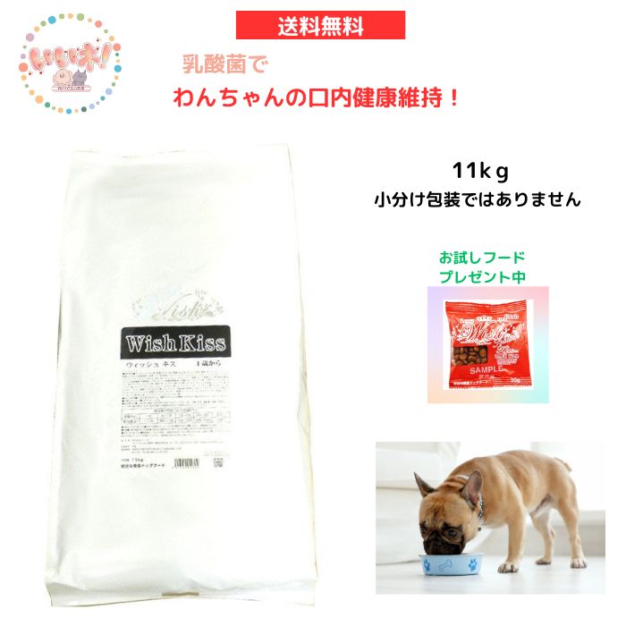 【フード2袋プレゼント中】wish Kiss11kg ドッグフード 小分け包装ではありません サーモン 鮭 乳酸菌 ロングライフ ウイッシュ ソリューション キス KT-11 グレインフリー 合成保存料・着色料・人工香料不使用 乳酸菌が口内腸内フローラを整えます ママクック《送料無料》