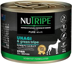 ニュートライプ ウナギ ドッグ缶 185g 犬用 缶詰 NUTRIPE 成犬総合栄養食 チキン グリーントライプ 穀物不使用 保存料 人工着色料不使用 緑イ貝 グリーントライプ 超ナチュラルフード 安心 安全 栄養満点 3980円以上送料無料