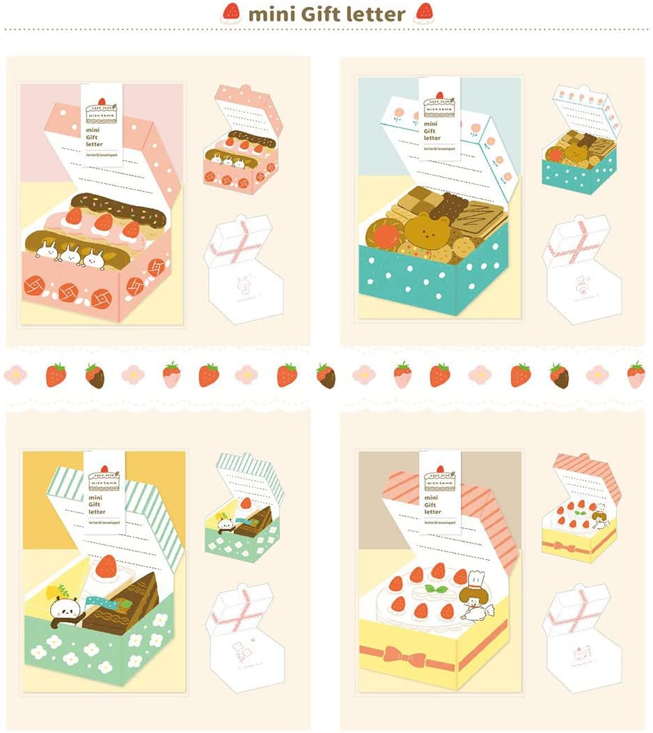 【アウトレット】CAKE SHOP mizutama ミニギフトレター ホールケーキ クッキー エクレア ケーキ 手紙 封筒 レターセット 文具 3980円以上...