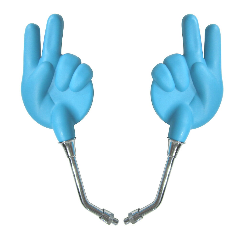 じゃんけんミラー ちょき ブルー 左右セット 8mm 右側逆ネジ ヤマハ用 バイクミラー バックミラー