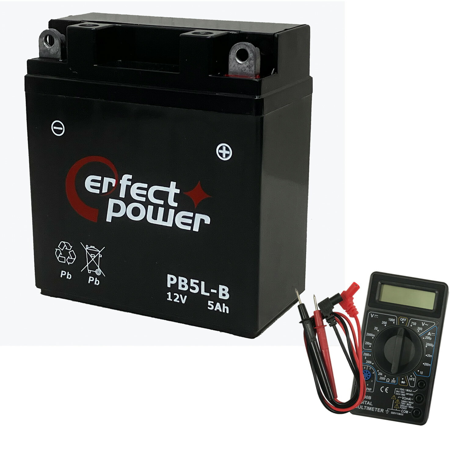 【デジタルテスターセット】 PERFECT POWER PB5L-B バイクバッテリー 充電済 【互換 ユアサ YB5L-B FB5L-B 12N5-3B GM5Z-3B】適合 RZ125 TZR125 TZR250 TDR250 R1-Z SRX400 RG250