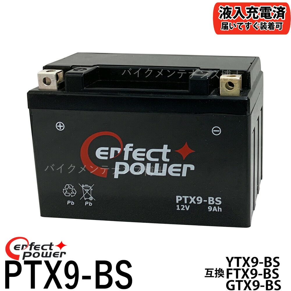 PERFECT POWER PTX9-BS バイクバッテリー 【互換 YTX9-BS DTX9-BS FTX9-BS GTX9-BS】 充電済 即使用可