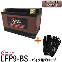 【バイク用メッシュグローブ付】PERFECTPOWERリチウムイオンバッテリーLFP9-BS互換YTX9-BSユアサGTX9-BS即使用可能スペイシーCBR250スティードCBR600CBR900RRFZX250XJR400SRX4FZX750エプシロンZRXZX-6RZ750スカイウェイブ250GSX-R400R