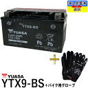 【バイク用メッシュグローブ付】 YUASA ユアサ YTX9-BS 【互換 GTX9-BS FTX9-BS DTX9-BS】 スティード400 STEED XJR400 ZRX400 初期充電済 即使用可能