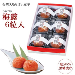 【贈り物に最適な高級梅干ギフト】 梅露（うめつゆ） 6粒 黒糖漬け梅干しに金箔をのせた和菓子感覚の梅干 【梅干 梅干 高級梅干し 南高梅 ギフト 梅干し 個包装 梅干し ギフト 高級 梅干し 南高梅 ギフト 南高梅 贈答ギフト商品 和歌山県産 高級品】【G】