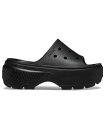 crocs STOMP SLIDE(209346-001)国内正規品 レディース ウィメンズ シューズ サンダル フットウェア 靴 厚底 チャンキーソール シンプル ストリート カジュアル オールシーズン 合成樹脂 ブラック 24SS 新作 22cm/23cm/24cm