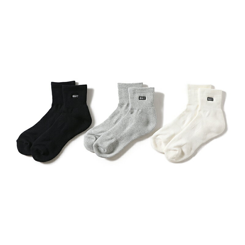 楽天BAITBAIT MARK QUARTER SOCKS（777-BAT-SCS-002）【ベイト×クウォーターソックス】メンズファッション 日本限定 靴下 肉厚 ストリート 日本限定 JPORG ワンポイント 合わせやすい シンプル モノトーン