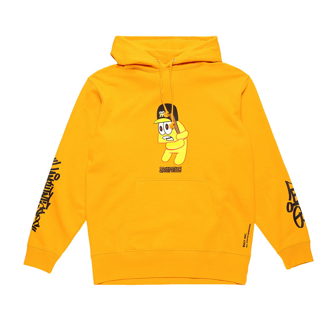 BAIT × HANSHIN TIGERS：SATO HOODIE(227-HTG-PRK-001)【ベイト×阪神タイガース 佐藤輝明 コラボフーディ】国内正規品 ユニセックス トップス フードパーカー 長袖 野球 スポーティー イエロー S~XXL CMKgallery CASPER グラフィティ 虎党 NPB