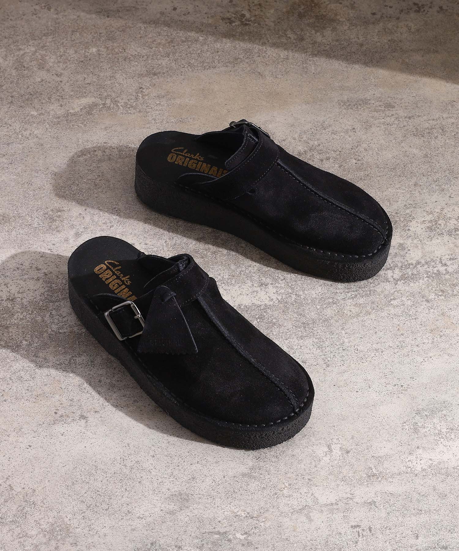 楽天BAITClarks TrekWedge Mule Black Sde（26175869）【クラークス トレックウェッジミュール ブラックスエード】国内正規品 レディース ウィメンズ サンダル シューズ フットウェア 靴 ストリート カジュアル シンプル ナチュラル ブラック 23/23.5/24.5cm 24SS 新作