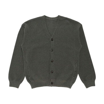 【残り1点 グリーン M】crepuscule Moss Stitch V/N Cardigan - (2201-002)【クレプスキュール モスステッチカーディガン】正規品 メンズ トップス 長袖 Vネック 鹿の子 カジュアル ストリート トレンド シンプル 合わせやすい 人気ブランド 新作 22ss