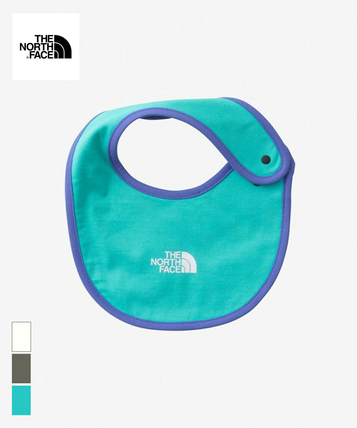 楽天BAITTHE NORTH FACE Baby Bib（NNB72314）【ノースフェイス ベビービブ】国内正規品 スタイ 涎掛け よだれかけ カワイイ 赤ちゃん ベビー用品 キッズ グッズ オールシーズン フリーサイズ ブルー オフホワイト オリーブ オーガニックコットン ドットボタン仕様 24SP