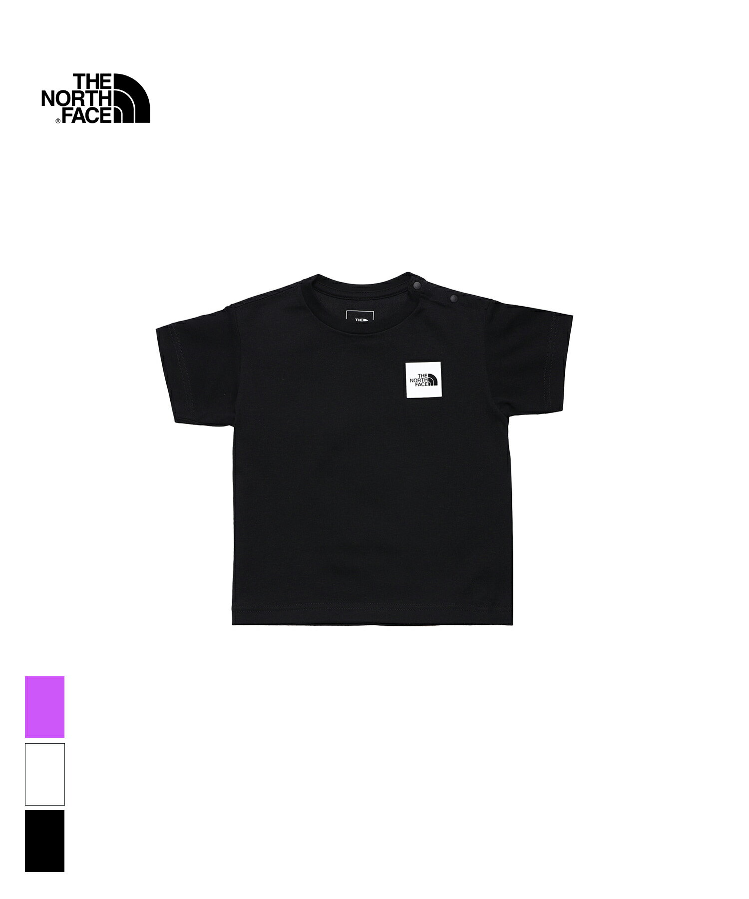 THE NORTH FACE B S/S Small Square Logo Tee(NTB32358)【ノースフェイス ベビー ショートスリーブスモールスクエアロゴTシャツ】国内正規品 ベビー服 キッズ トップス 半袖 カジュアル ストリート シンプル 子供服 80/90cm ブラック ホワイト パープル 24SP