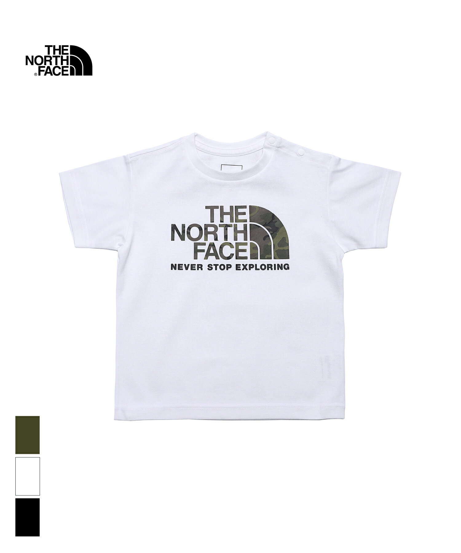 楽天BAIT10％OFF　THE NORTH FACE B S/S Camo Logo Tee （NTB32359） 【ノースフェイス ベビー ショートスリーブカモロゴTシャツ】 国内正規品 ベビー キッズ トップス 半袖 カジュアル シンプル ストリート ベビー服 子供服 80/90cm 迷彩 コットン ホワイト グレー ブラック 24SP