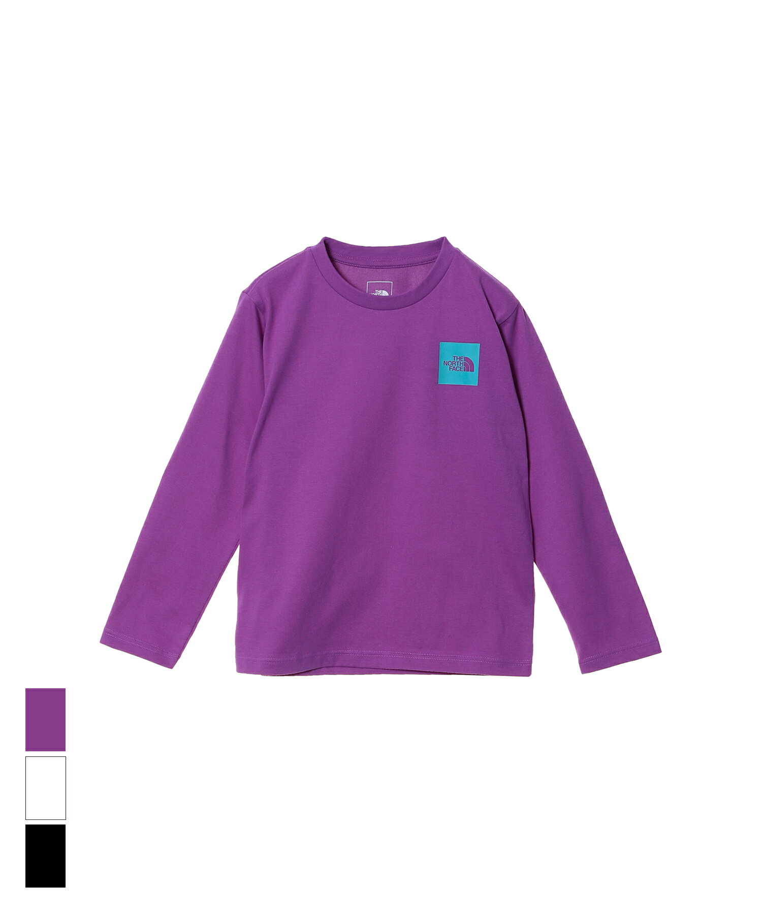 楽天BAITTHE NORTH FACE L/S Small Square Logo Tee（NTJ32357）【ノースフェイス ロングスリーブスモールスクエアロゴティー】国内正規品 キッズ 子供服 トップス Tシャツ 長袖 シンプル カジュアル ストリート コットン 110~150cm ホワイト ブラック パープル 24SP