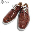 プレーントゥ　ペイズリー　ブラウン　国産天然皮革　本革　革靴　メンズシューズ　BajoLugo　バジョルゴ（34-BajoLugo-H1506）