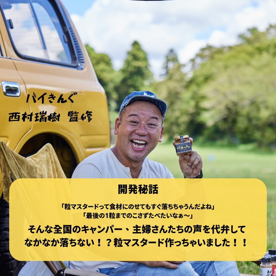 【公式】バカつぶら バイきんぐ 西村瑞樹 監修 粒マスタード バーベキュー BBQ キャンプ アウトドア 調味料 ますたーど 酢漬け プチプチ つぶマスタード ばかつぶら きゃんぷ ばーべきゅー 送料無料 プレゼント バカまぶし ばかまぶし ばかまむし ばかびたし バカびたし 2