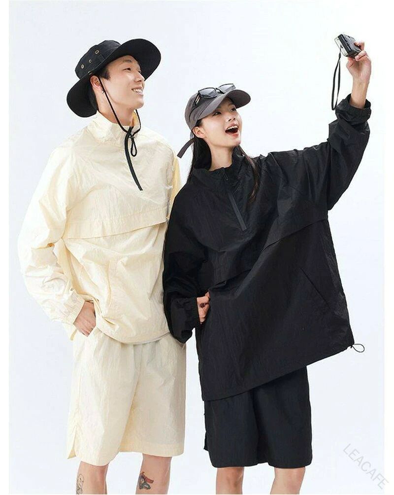 バッカのラッシュガード セットアップ メンズ レディース 水陸両用 トップス ハーフジップ ショーツ ショートパンツ 体型カバー フード 速乾 UV ポケット 水陸両用ラッシュガードセットアップ｜アングル3