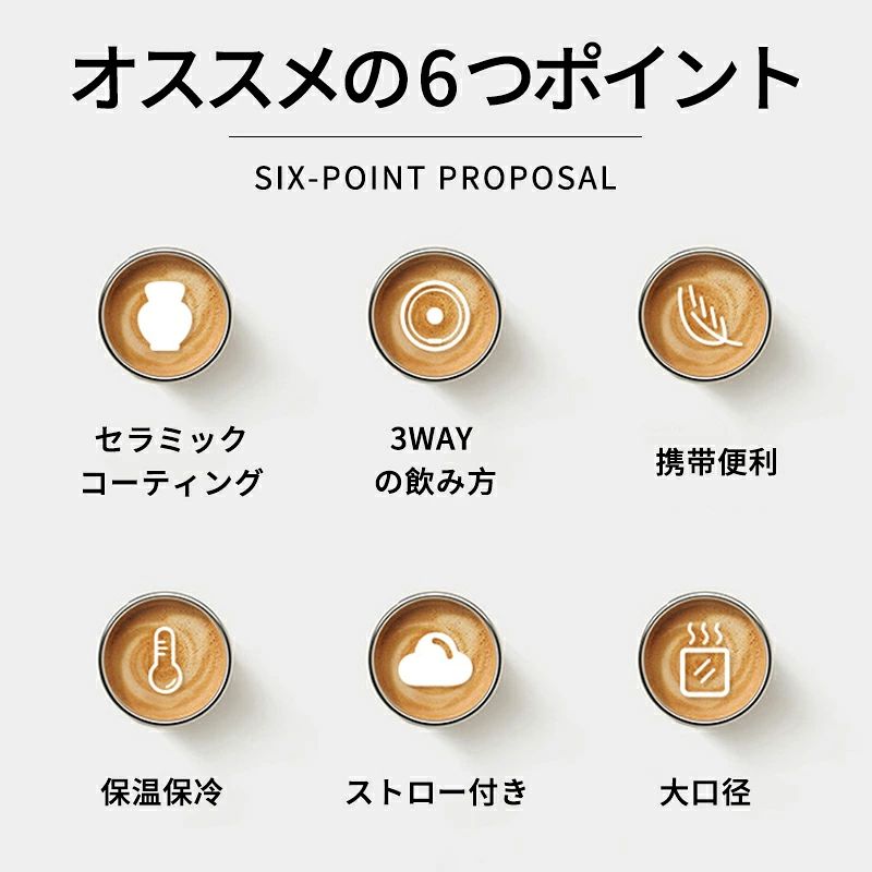 セラミックタンブラー タンブラー 520ML 二重構造 お茶入れ 保温携帯コーヒーカップ 花柄 8柄 ストロー付き おしゃれ 溢れにくい 大容量 保冷 耐熱 蓋付き 直接ドリップ ブラック 3Way 真空断熱 セラミック トラベルカップ 軽量 持ち運び bakka-10019236 バッカ サンプル画像2