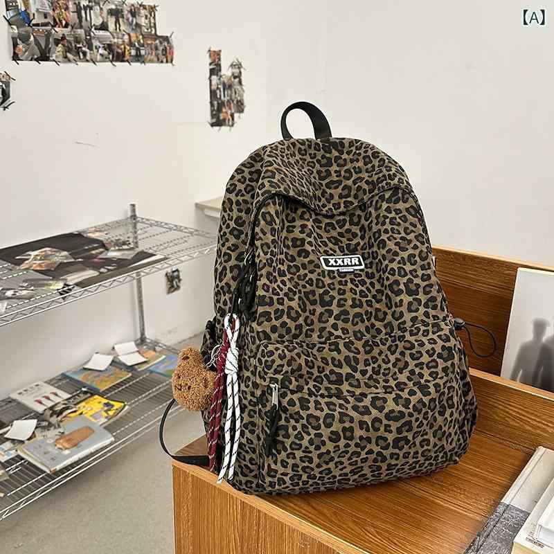 リュックサック 大学生 通学用 シンプル 大容量 ヒョウ柄 日系 バックパック 普段...