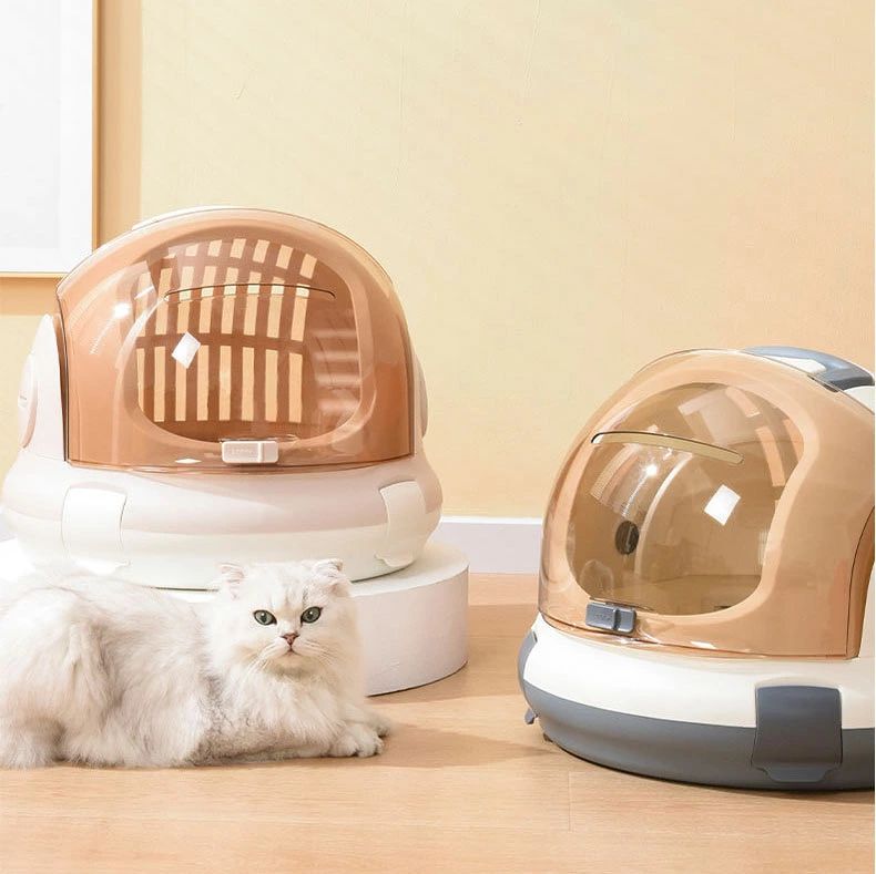 ペットキャリーバッグ 猫キャリーバッグ ハードキャリー 通気性 宇宙船タイプ 小型犬キャリーバッグ 安定性抜群 お出かけ用 旅行/通院/散歩/電車移動/避難用 飛行機 犬猫兼用 おしゃれ 45.5*39.5cm イヌ ネコ キャリーケース ペット用品 c-chongwu-8641-gg
