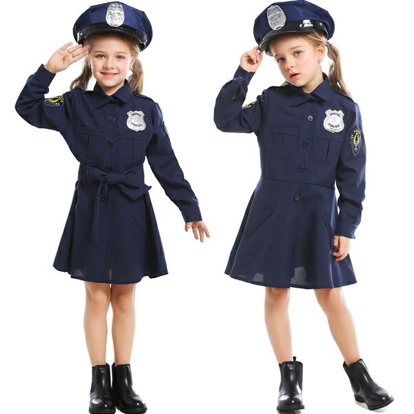 ハロウィン 衣装 コスプレ 子供 ポリス キッズ 女の子 ワンピース 3点セット 制服 婦警さん 帽 ...