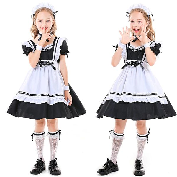 メイド服 女の子 クラシカル ロイヤルメイド ワンピース キッズ メイド 髪飾り付き 蝶結び エプロン 子供コスチューム ハロウィン衣装 子供 コスプレ キッズ ベビー 女の子 エプロン 子供用 ハロウィン仮装 ワンピース ハロウィーン 変装