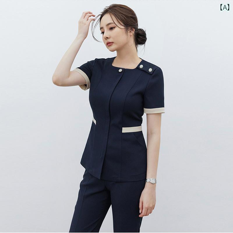 エステ ユニフォーム 制服 サロン スパ マッサージ リラクゼーション エステシャン セラピスト 韓国 美容師 レディース フットバス クラブ 美容院 管理 春夏