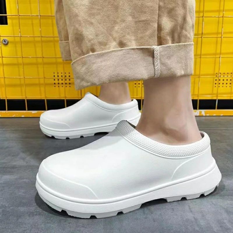 バッカの【涼感超軽量 コックシューズ サンダル EVA素材 抗菌 疲れない 黒 耐水 耐油 キッチン 防臭 厨房靴 白 つま先保護 飲食店 撥水 22.5〜27.5cm 防水 調理靴 業務用 作業靴 食品加工 ホール 工場｜アングル3