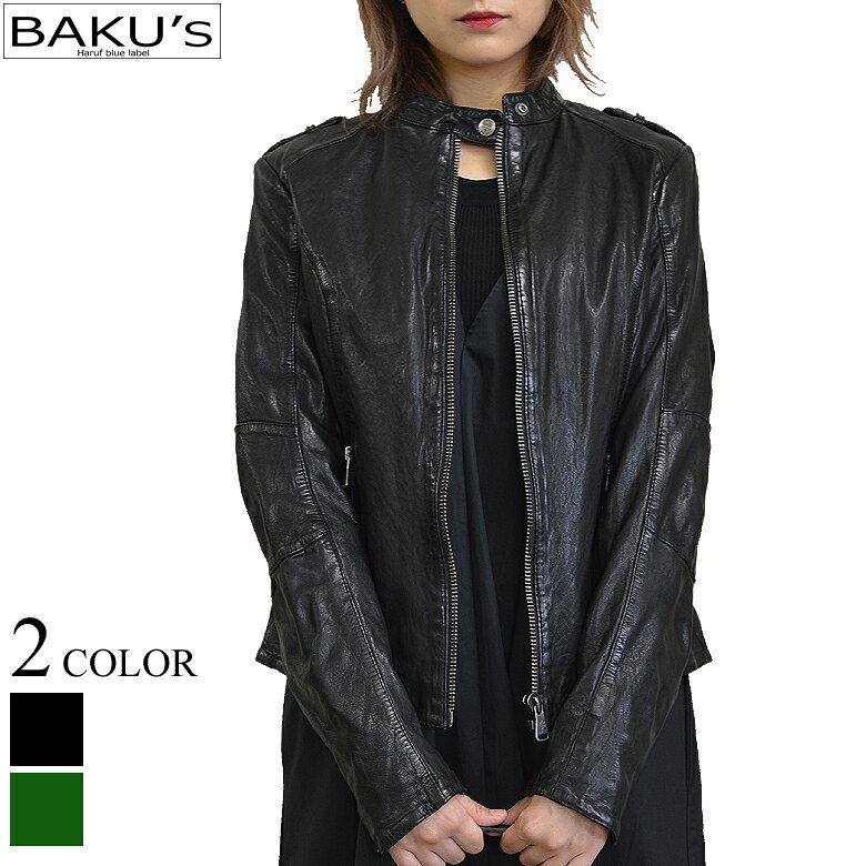 Leather - 革ジャン シングルライダースジャケット レディース 本革 レザージャケット レディース シングルライダース 本革ジャケット 皮ジャン ラムレザー ライダース ジャケット 秋 冬 L3683BK アウター 春