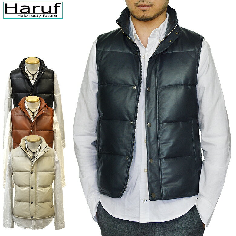 楽天市場】オールレザーダウンベストの通販