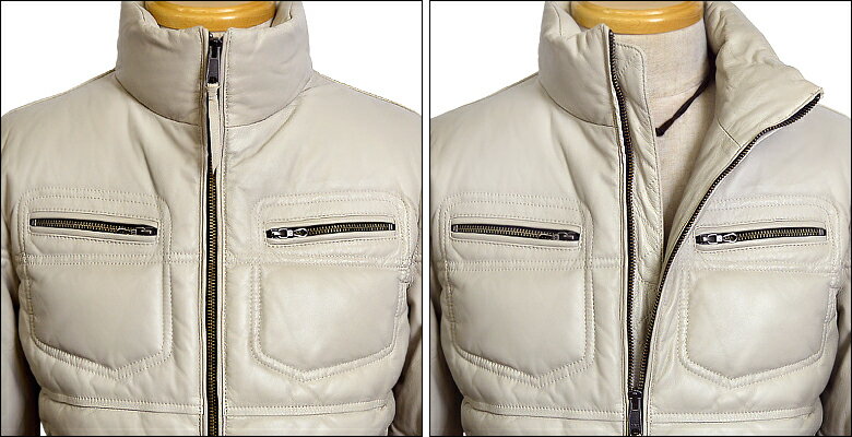 ダウンジャケット メンズ 本革 ダウンコート レザーダウン 革ジャン ラムレザー レザーコート あったかい シンプル かっこいい おしゃれ 大人ダウン メンズアウター 白 ホワイト 秋冬 us119whi