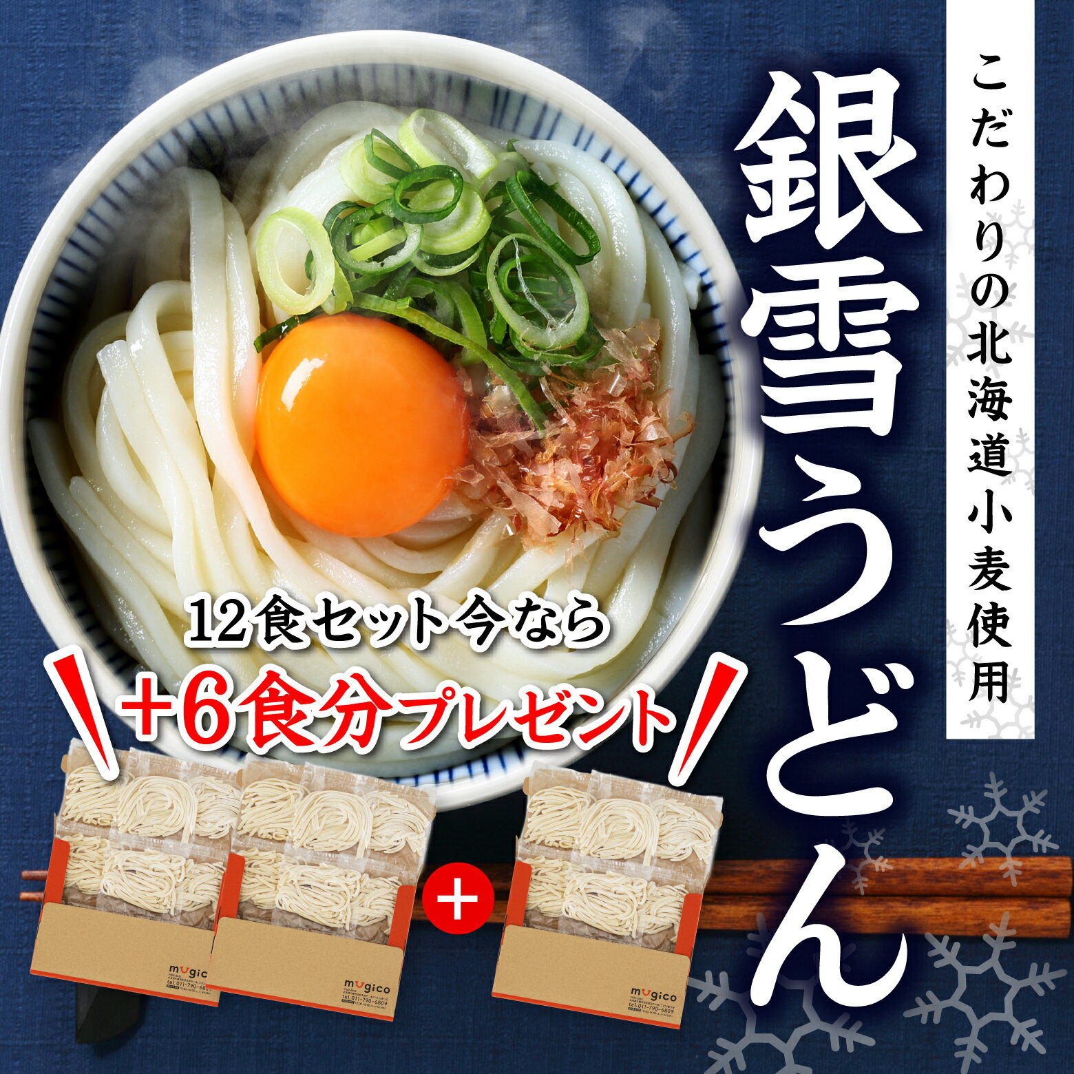【今なら1セットおまけ】銀雪うどん12人前（［普通盛］1人前100g）ポイント消化　送料無料　うどん　麺　北海道　お取り寄せ　グルメのサムネイル