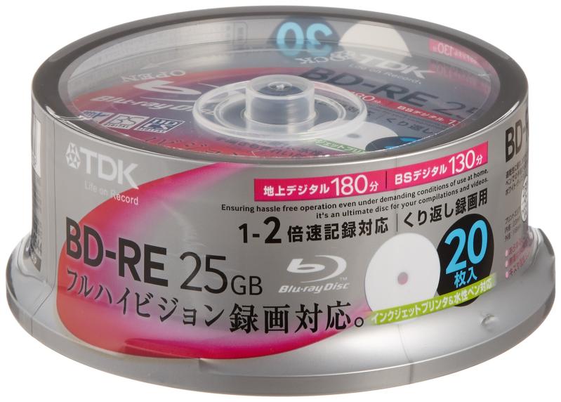 TDK 録画用ブルーレイディスク BD-RE 25GB 2倍速 ホワイトワイドプリンタブル
