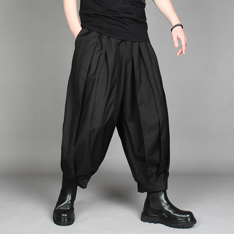 シンプル 大人 かっこいい スウェット パンツ ワイドパンツ 秋 ダーク 九分丈 パンツ メンズ 美容師 プ..