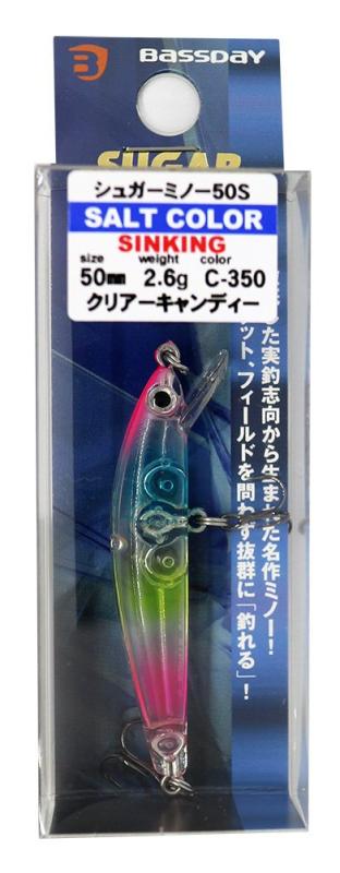 Bassday(バスデイ) ミノー シュガーミノー 50S ソルト 50mm 2.6g クリアーキャンディー C-350 ルアー