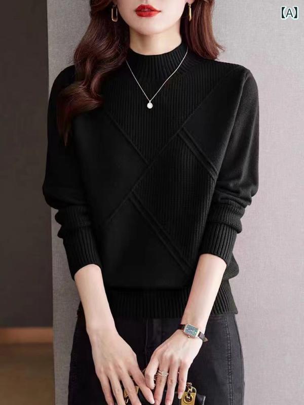 半袖ニット 上品 大人 シンプル レディース ニット セーター リブニット ハイネック 半袖 レディース ..