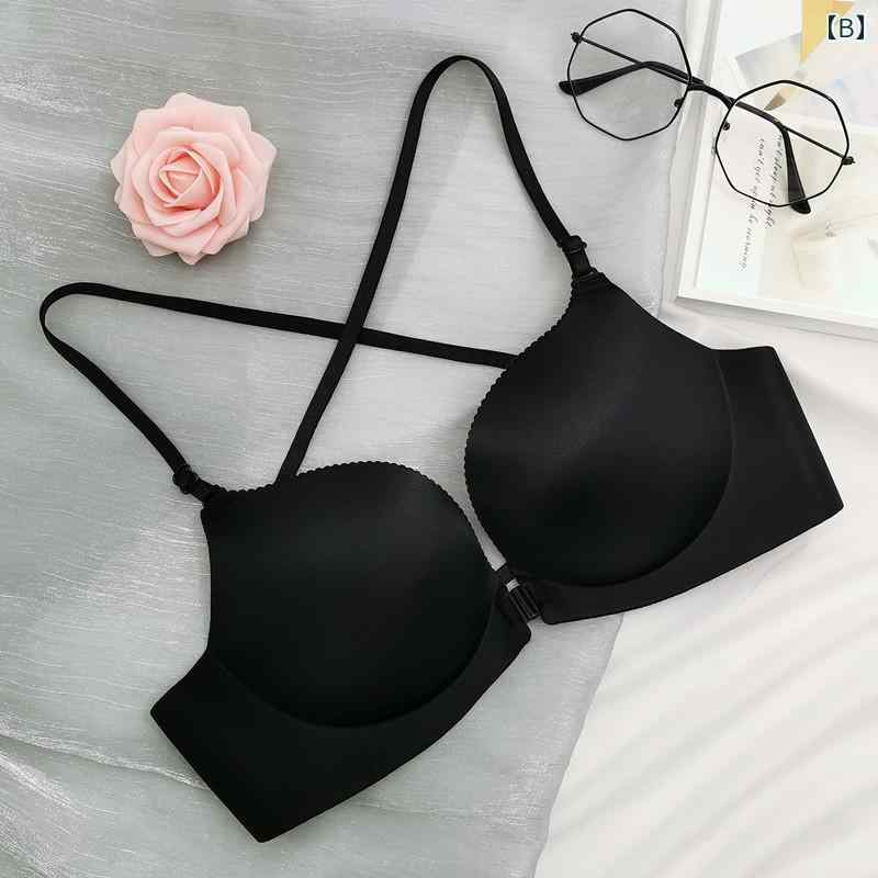 通気性速乾に優れたナイトブラ クロス 美しい バック 下着 レディース 小さい 胸 ギャザー シームレス フロント バックル ブラジャー 2024 ホット スタイル ホワイト サマー 薄手