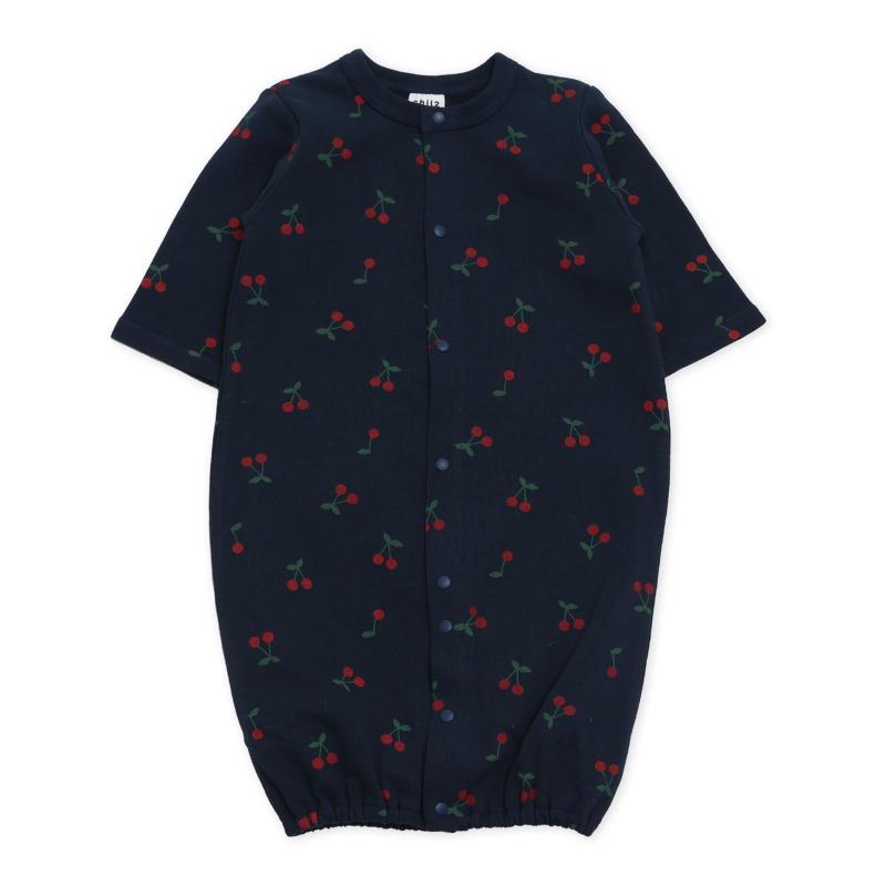 [chil2] 長袖 ツーウェイ ロンパース カバーオール 赤ちゃん 新生児 子供服 ベビー服 女の子 綿100％ 総柄 全開き 前開き