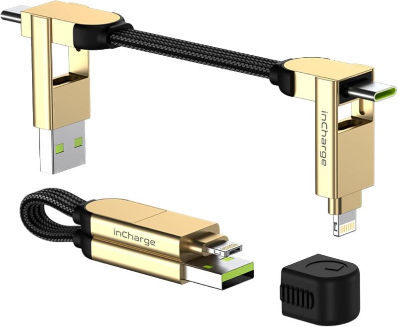 Rolling Square inCharge X マルチ充電ケーブル ポータブルキーチェーン充電ケーブル 6イン1 100W超高速充電パワー マルチ充電器