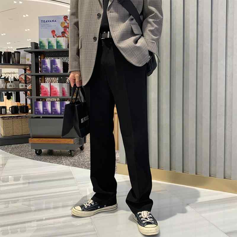 シンプル 大人 かっこいい メンズ パンツ ワイド 春の 男性用 ドレープ スーツ パンツ ストレート 韓国な ワイド レッグ フロア レングス カジュアル