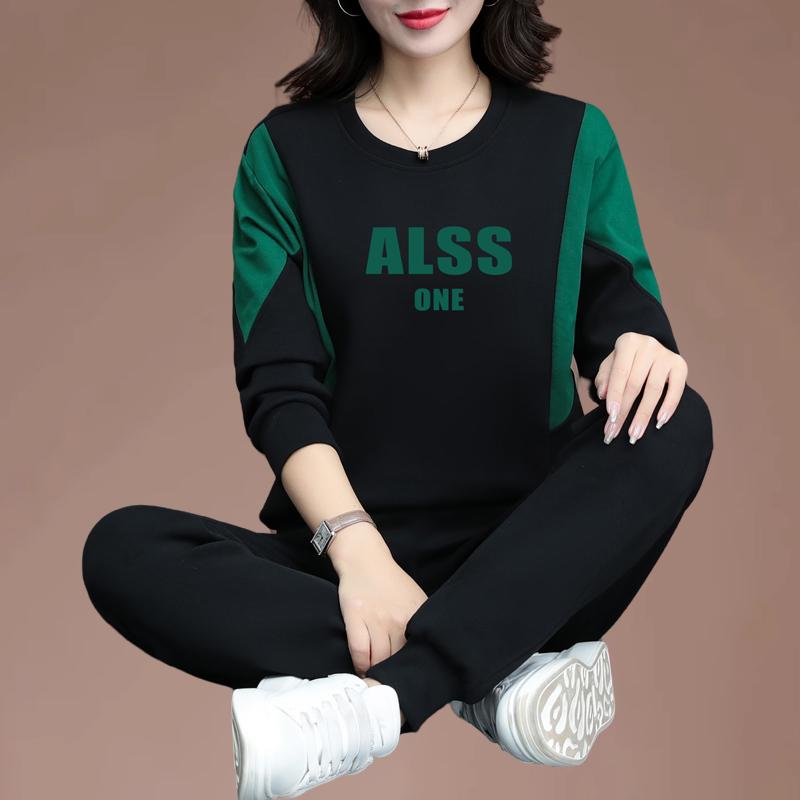 長ズボン カットソー 吸汗速乾 レディース おしゃれ 綿 セーター スーツ レディース 春秋 2025年新 スタイル 中年 ママ向け 洋風 ゆったり 大きめ サイズスポーツウェア ツーピース