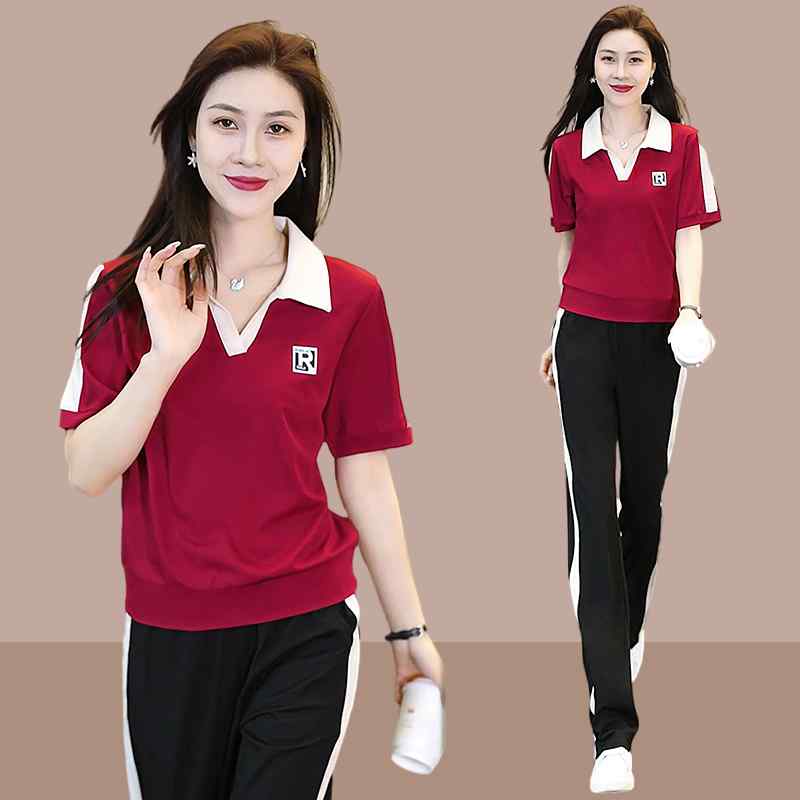 長ズボン カットソー 吸汗速乾 レディース おしゃれ 2025夏の レディース スポーツウェア スーツ カジュアル ファッション 大きいサイズ ツーピース 風 小さい