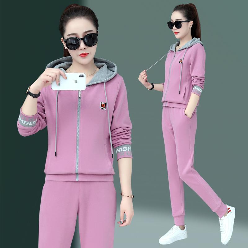 長ズボン カットソー 吸汗速乾 レディース かわいい 女性用 スポーツ スーツ 春秋 2025 ゆったり フード付き スリミング セーター スポーツウェア カジュアル ツーピース