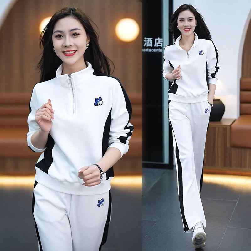 長ズボン カットソー 吸汗速乾 レディース かわいい 女性用 カジュアル スポーツウェア スーツ 2025 春秋 スタイル スタイリッシュで 年齢を 減らす な スウェットシャツ ワイド レッグ パンツ ツーピース