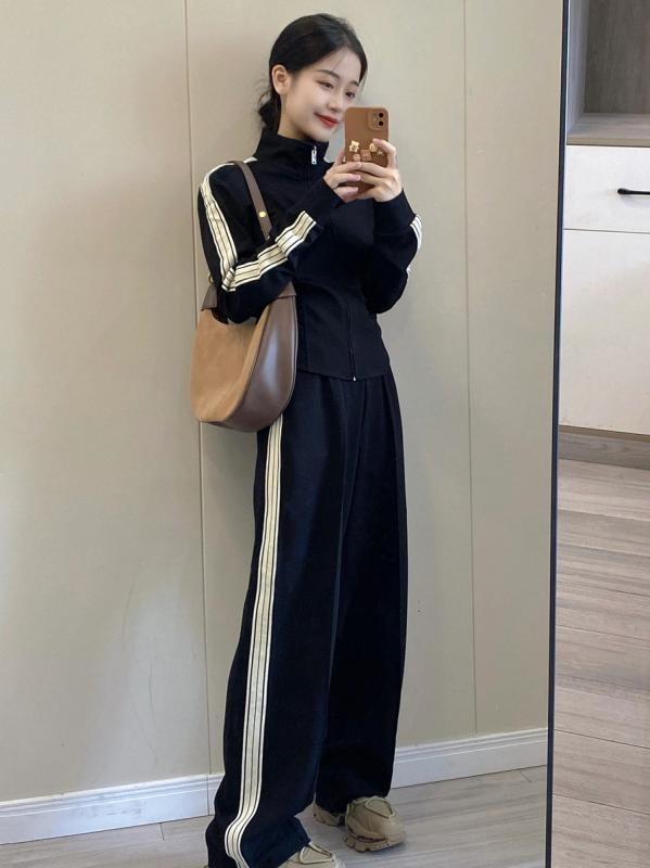 長ズボン カットソー 吸汗速乾 レディース かわいい レディースで スタイリッシュな スポーツ スーツ 学生の 春秋 スタイル ゆったり 韓国 ハイウエスト スリミングと ランニングの カジュアル ツーピース