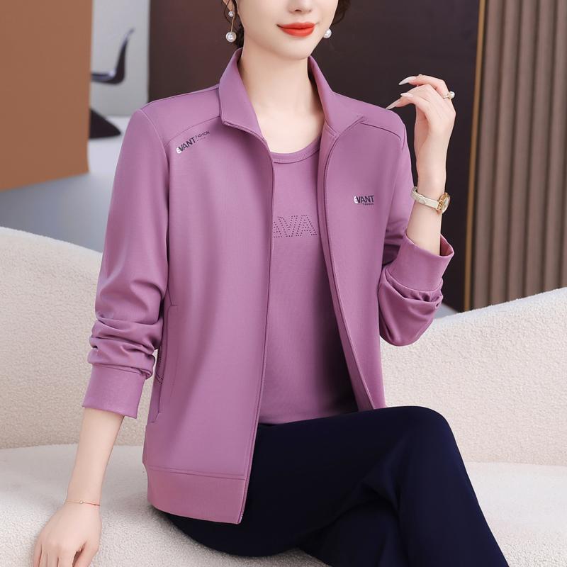 長ズボン カットソー 吸汗速乾 レディース おしゃれ 韓国 高級 中年 ママ ジャケット 2025 春秋 レディーススポーツ スーツ ゆったり カジュアル ランニング スリーピーススーツ
