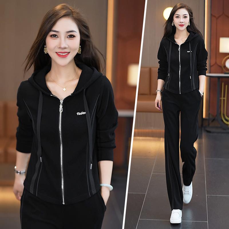 長ズボン カットソー 吸汗速乾 レディース おしゃれ 韓国 Zuomanqi 2025 春秋 女性用 レジャー スーツ で 年齢を 感じさせにくい の スポーツウェア スリム ワイド レッグ パンツ ツーピース