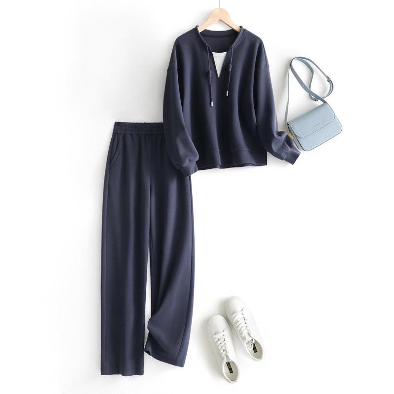 長ズボン カットソー 吸汗速乾 レディース おしゃれ 韓国 カジュアル スポーツ セーター パンツ ツーピース レディース 2024 トップスと スーツ 早春 セット