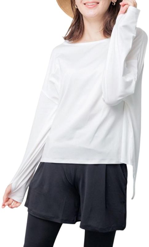 [FashionBerry] [紫外線防止指数 最高値UPF50+]ラッシュガード レディース 長袖 オフショルダー&amp;ショートパンツ 上下セットアップ UVカット 吸水速乾 水陸両用のサムネイル